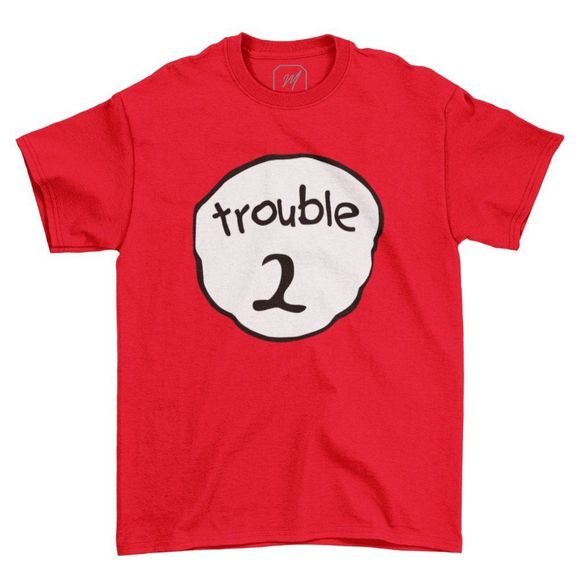 Trouble 2 Teecart Unisex Couple Tshirt - Picture 1 of 4